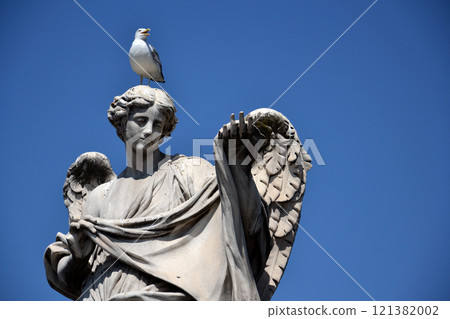 Statue of Angel with the Sudarium on the Sant Angelo bridge, Rome, Italy 121382002