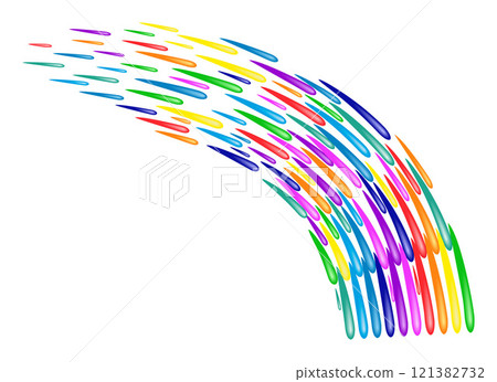 abstract rainbow colored wavy lines on white background - vector illustration 121382732