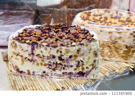 An array of assorted traditional nougat bars An array of assorted traditional nougat bars 121385909