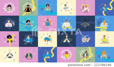 Creative Workspace: Video Conference, modern flat vector concept illustration of person engaging in virtual business meeting Connectivity, collaboration, digital interaction, remote work, productivity 121386246
