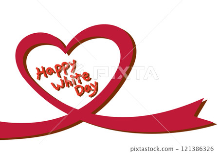 心絲帶插圖和帶有陰影的白色情人節文本 121386326