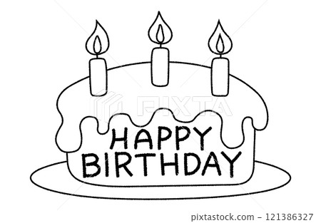 蛋糕和生日快樂留言卡單色 121386327