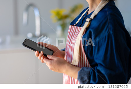 Housewife with a smartphone 121387025