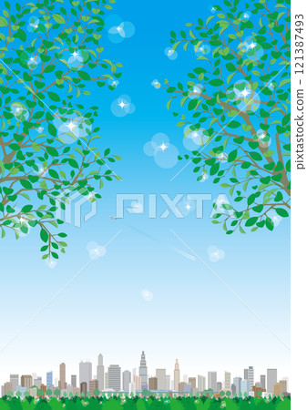 Fresh green cityscape illustration. Fresh green cityscape illustration. 121387493
