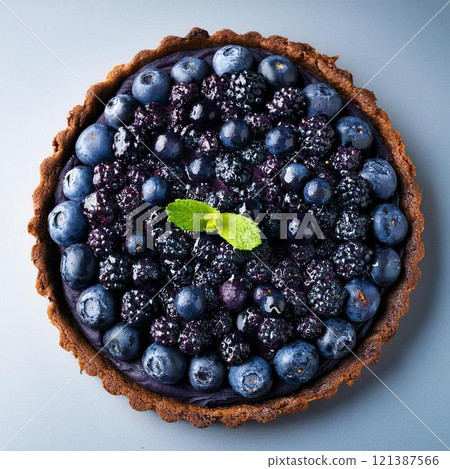 Delicious blueberry and blackcurrant ink tart 121387566