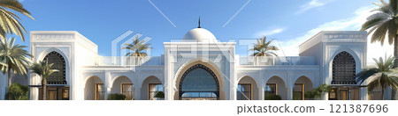 Exterior of a large Middle Eastern Arab mansion Exterior of a large Middle Eastern Arab mansion 121387696