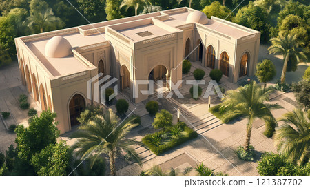 Exterior of a large Middle Eastern Arab mansion Exterior of a large Middle Eastern Arab mansion 121387702