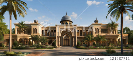 Exterior of a large Middle Eastern Arab mansion Exterior of a large Middle Eastern Arab mansion 121387711