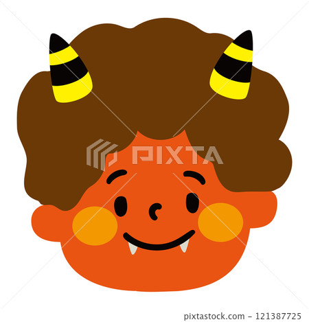 可愛微笑紅色惡魔的向量圖 121387725