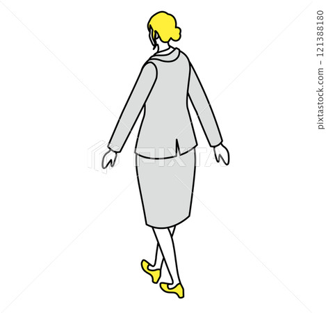 Isometric_穿西裝的女人走路的背影圖 Isometric_穿西裝的女人走路的背影圖 121388180