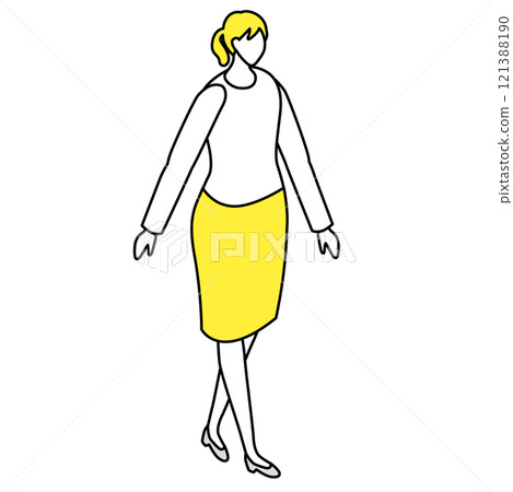 Isometric_Office illustration of a woman standing in casual clothes 121388190