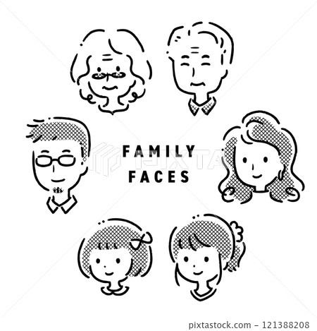 Three generations of six family members, soft touch 121388208