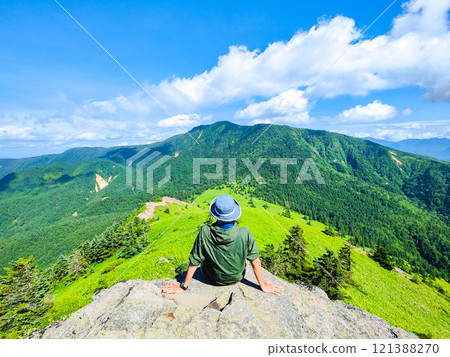 Climbing Mt. Azumaya and Mt. Nekodake in summer (view of Mt. Azumaya from Mt. Nekodake) 121388270