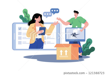 Complaint resolution specialist handling customer complaints and working to resolve them. 121388723