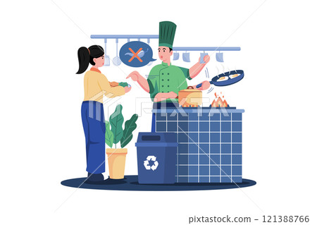 The chef prepares the food The chef prepares the food 121388766