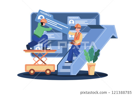 Social media manager monitoring customer feedback on social media channels. Social media manager monitoring customer feedback on social media channels. 121388785