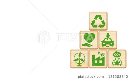 使用永續圖像積木/積木的背景插圖 16:9 木紋 白色背景 無文字 121388840