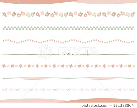 Cute spring colored hand-drawn lines, underlines, and border illustration set Cute spring colored hand-drawn lines, underlines, and border illustration set 121388864