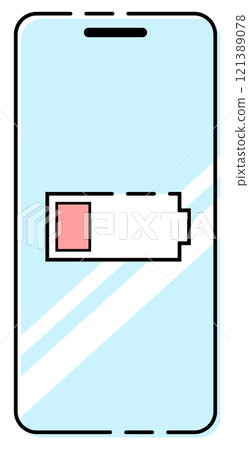 智慧型手機螢幕影像沒電了時尚折線淺藍色 121389078