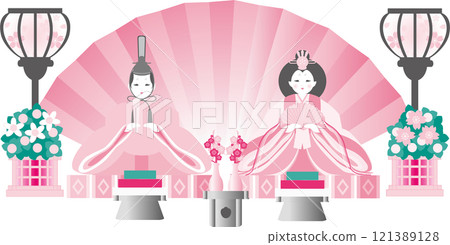 Doll's Festival, Dolls, Peach Festival, Spring, Hand-drawn, Decoration, Illustration 121389128