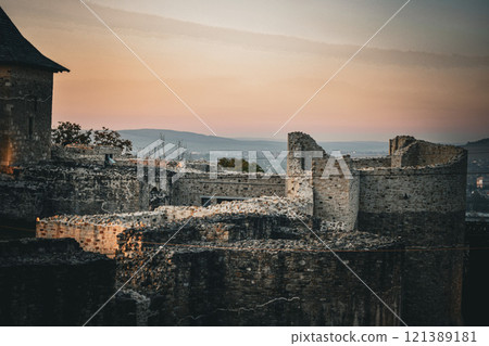 sunset in the city, The Medieval Seat Fortress of Suceava sunset in the city, The Medieval Seat Fortress of Suceava 121389181