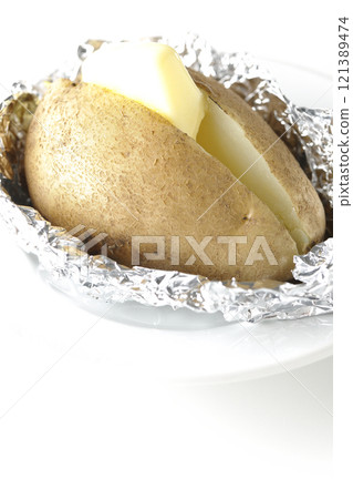 Potato butter photographed on a white background Potato butter photographed on a white background 121389474