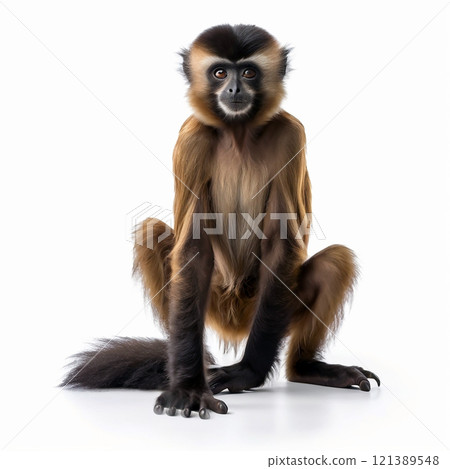 Gibbon Isolated on White Background Generative AI illustration 121389548