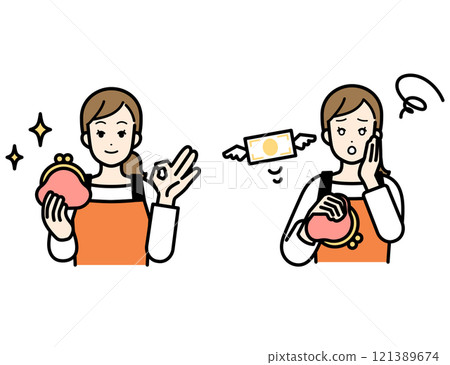 Set of women holding wallets 121389674