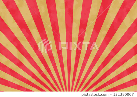 Watercolor-style concentrated lines (sunburst, red and gold) 121390007