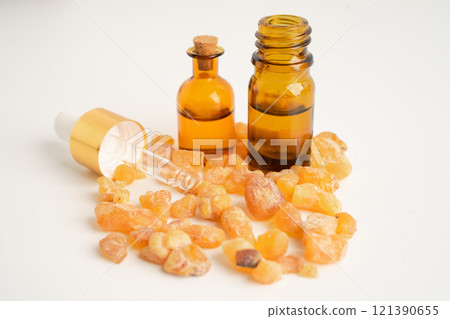 Frankincense or olibanum aromatic resin isolated on white background used in incense and perfumes. 121390655