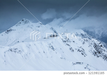 Ski resort on a cloudy winter day Ski resort on a cloudy winter day 121391185