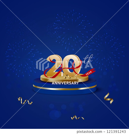 Elegant 20th anniversary design gold 121391243