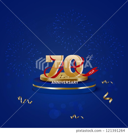 Elegant 70th anniversary design gold 121391264