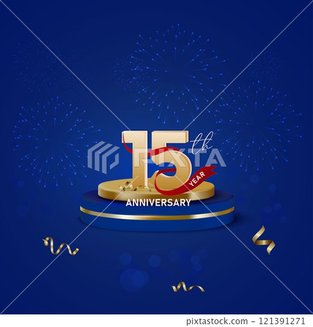 Elegant 15th anniversary design gold 121391271