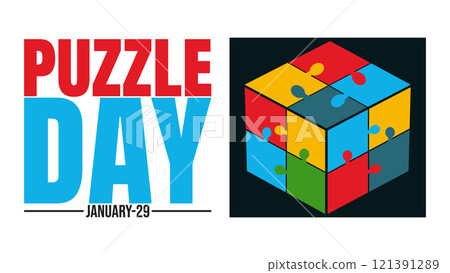 Puzzle day in january design templet 121391289