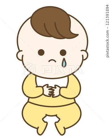 一個哭泣的嬰兒的可愛插圖 121391894