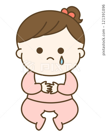 A cute illustration of a crying baby girl A cute illustration of a crying baby girl 121391896