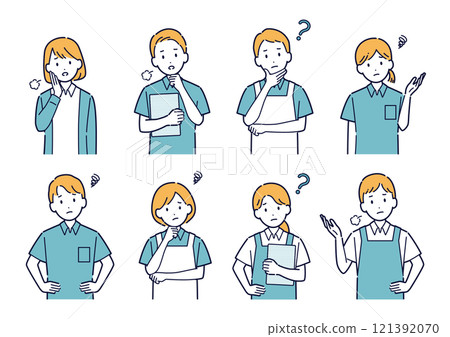 護理人員思考與擔憂的插圖集_上半身 121392070