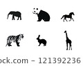 Animals Silhouette Watercolor Collection Bundle Set Isolated on a Transparent Background 121392236
