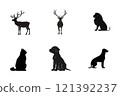 Animals Silhouette Watercolor Collection Bundle Set Isolated on a Transparent Background 121392237