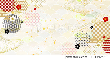 Japanese pattern plum pattern background 121392450