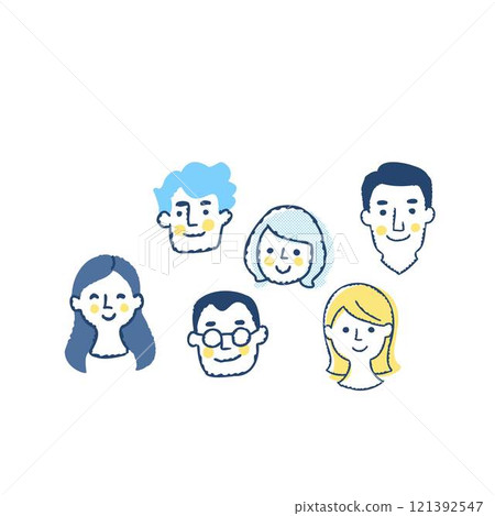 Multiple male and female face icons Multiple male and female face icons 121392547
