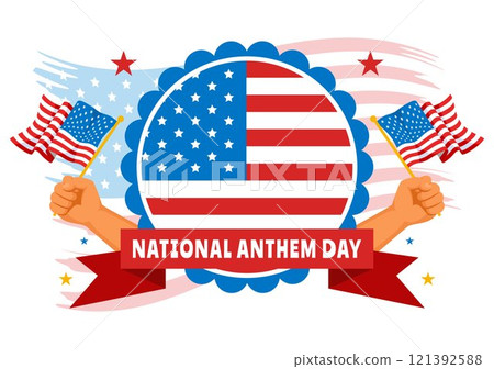 National Anthem Day Vector Illustration on March 3 Featuring the United States of America Flag in a National Holiday Flat Cartoon Background Design National Anthem Day Vector Illustration on March 3 Featuring the United States of America Flag in a National Holiday Flat Cartoon Background Design 121392588