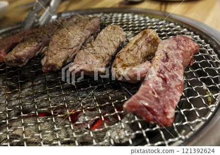 Korean beef bbq. grilled ribs 121392624