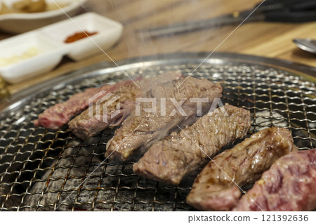 Korean beef bbq. grilled ribs 121392636