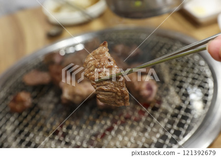 Korean beef bbq. grilled ribs 121392679