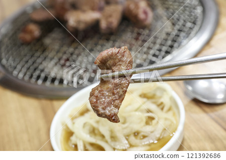 Korean beef bbq. grilled ribs 121392686