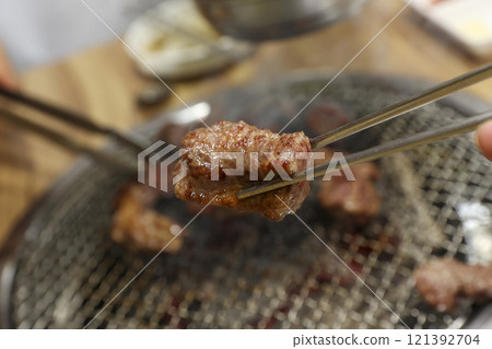 Korean beef bbq. grilled ribs 121392704