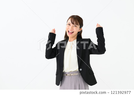 Business middle-aged woman fist pump Business middle-aged woman fist pump 121392977