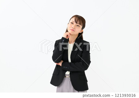 Business middle-aged woman worries Business middle-aged woman worries 121393016